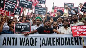 Muslim people protest against The Waqf Bill